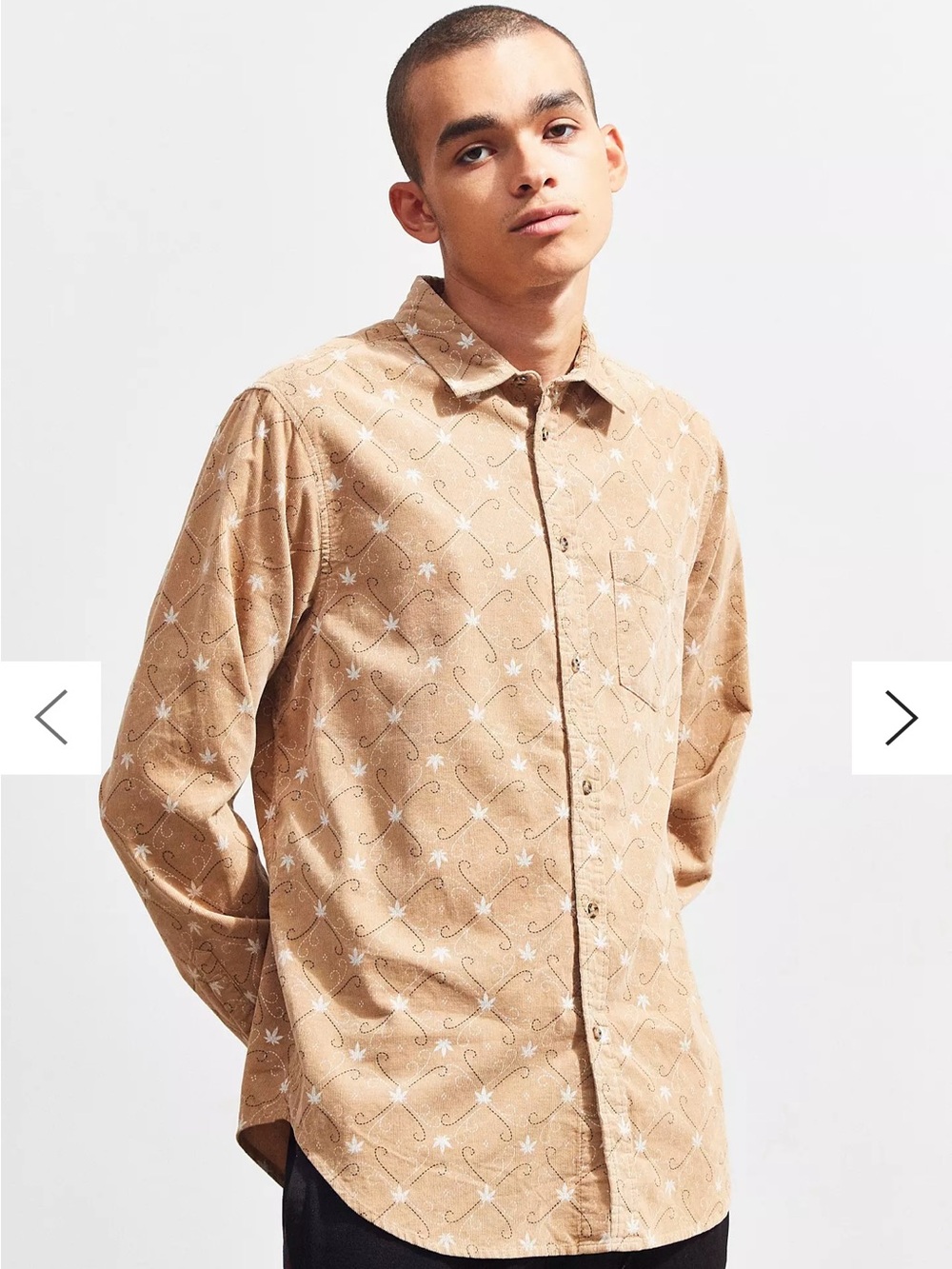 urban outfitters “maple leaf” print corduroy button up shirt L (fits like a med)